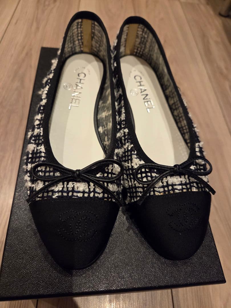 CHANEL ツイード フラットシューズ Hanakoya事例集 詳細：シャネルツイードバレリーナシューズ：CHANEL