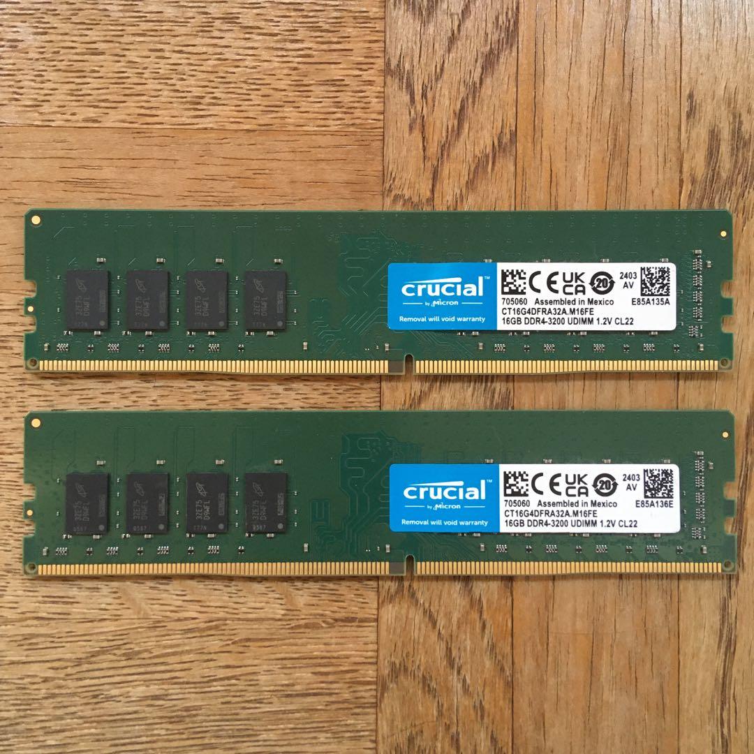 Crucial 32GB DDR4 3200MHz 16G ２枚組 Crucial 32GB Kit (16GBx2), 260-pin SODIMM, DDR4 PC4-21300, at