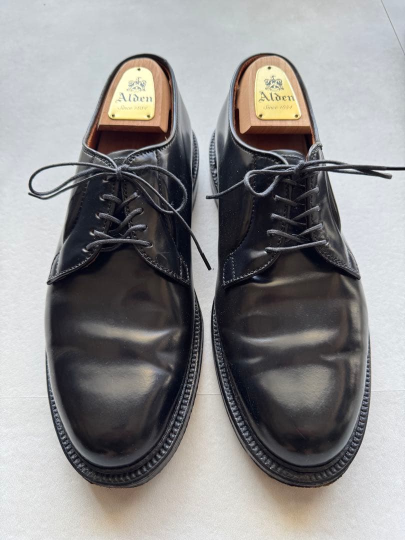 Alden オールデン 9901 黒 サイズ8.5E オールデン 9901 プレーントゥ ブラック コードバン サイズ8.5E - 中古