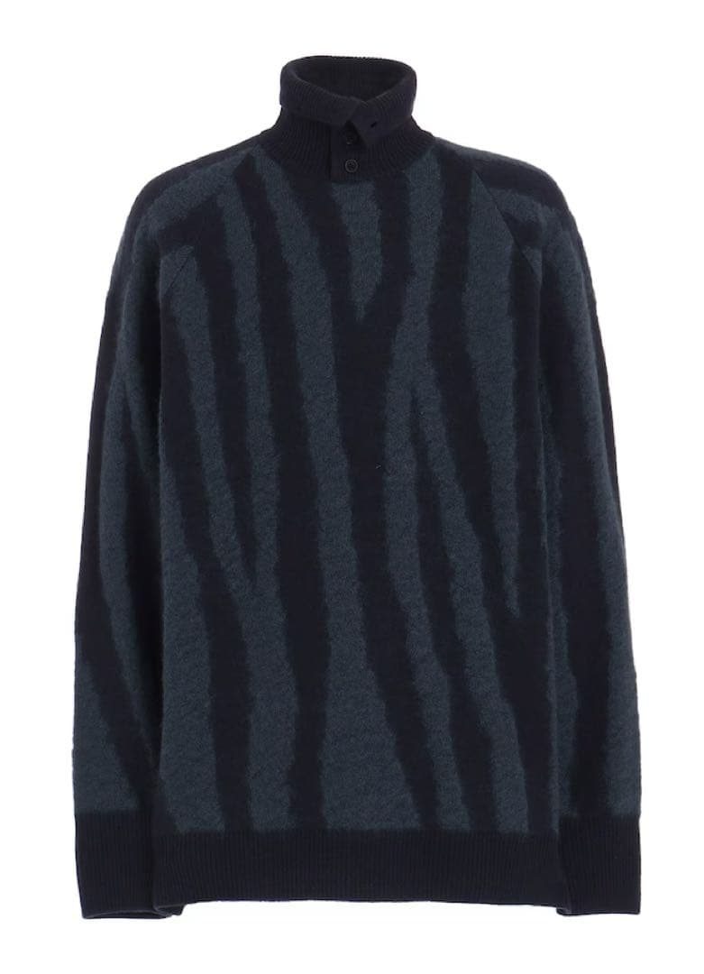 Y's ストライプタートルネックニット ABAHOUSE GRAY セーター ニット 「カシミアタッチ」シャドーストライプ