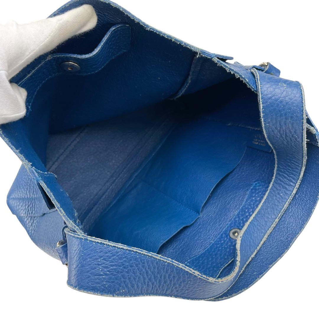 FURLA フルラ カプリッチョ ショルダーバッグ ブルー シボ革 クロス