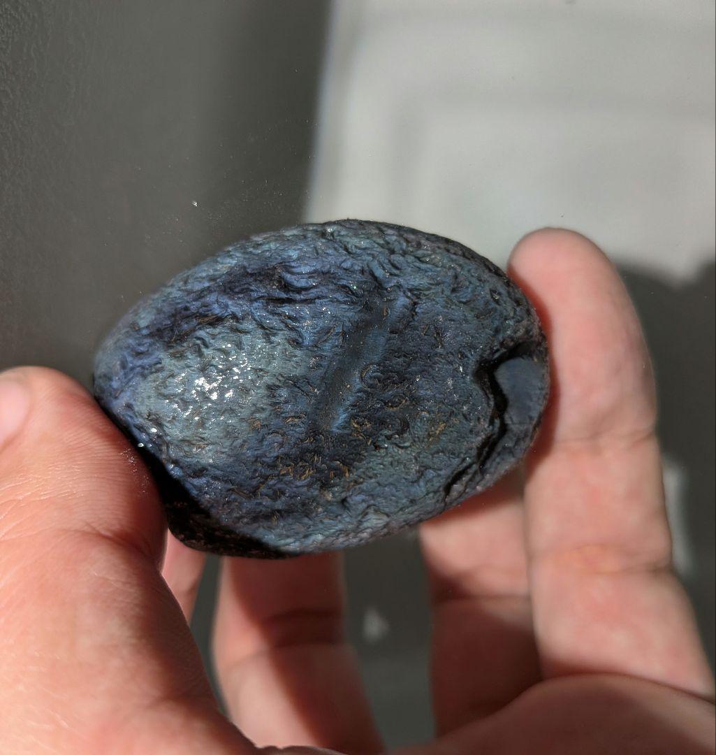 原石 十勝石玲瓏 ブルーベースレインボーオブシディアン 超特級品