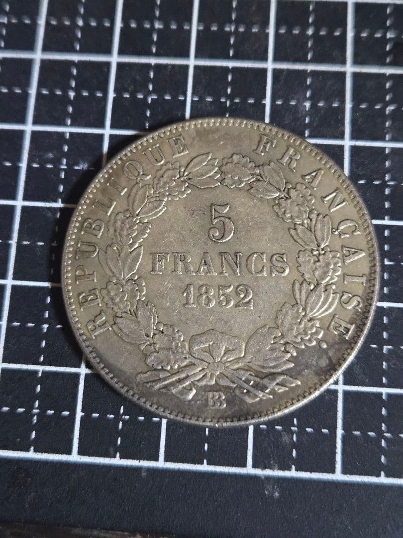 美品 5フラン 1852年 ナポレオン3世 24.89g SV900