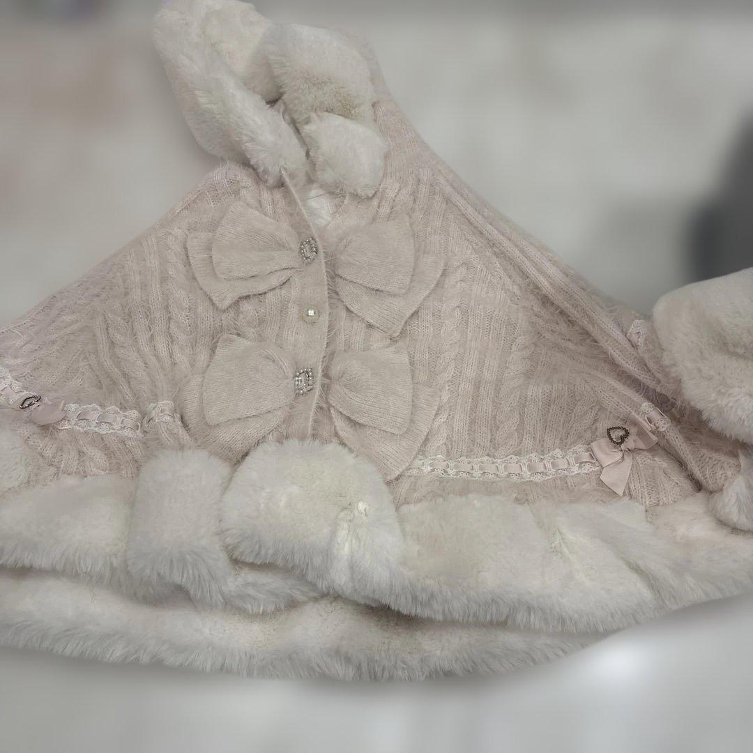 cocoriリズリサダブルリボンニットファーポンチョ LIZLISA リズリサ ダブルリボンニットファーポンチョ ピンク｜Yahoo