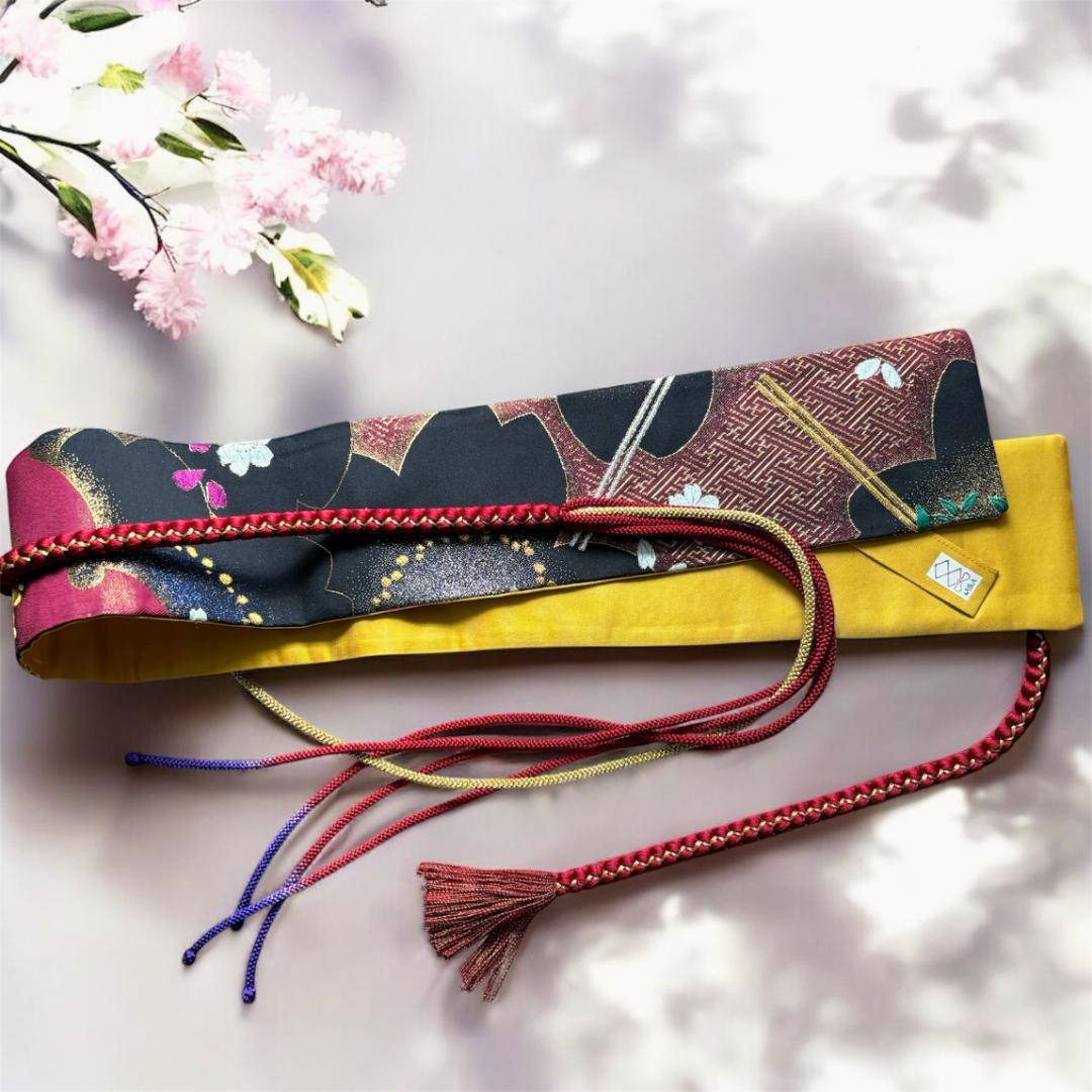 くぅちゃん様専用】クロスサッシュベルト＊帯締め一体型｜袋帯リメイク