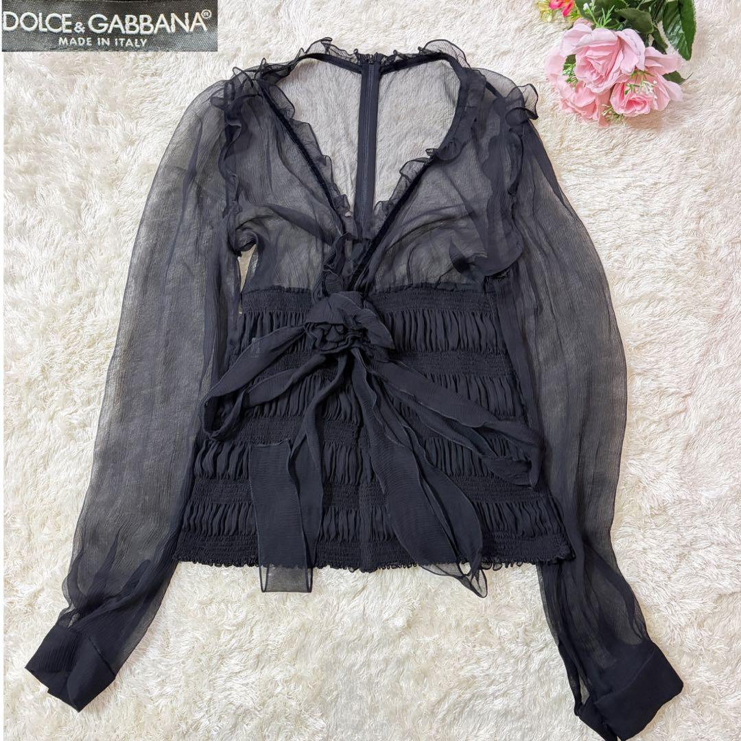 ドルチェ＆ガッバーナ ドルガバ シアー リボン マーメイド ブラウス ドルチェ＆ガッバーナ ドルガバ シアー リボン マーメイド ブラウス
