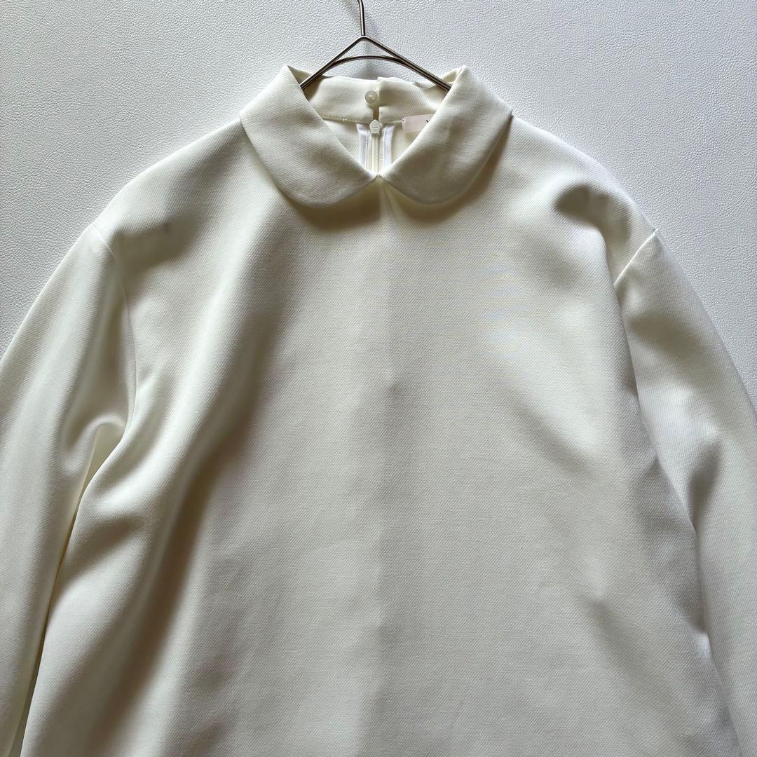 Yori ヨリ 2024年製 ダブルクロス丸襟カラーブラウス ホワイト 洗える