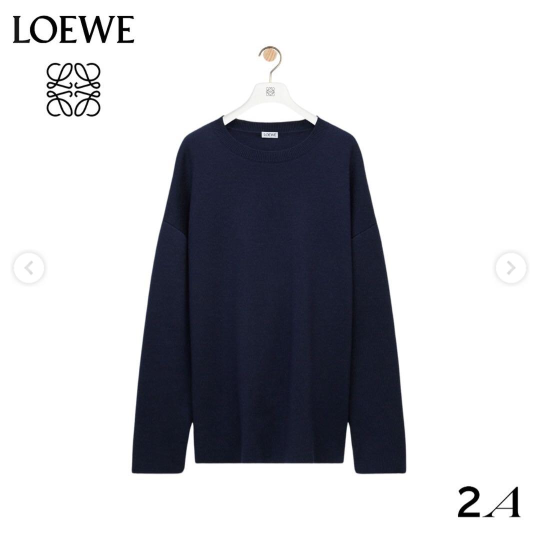 LOEWE ネイビー 肘パッチクルーネックセーター - メルカリ