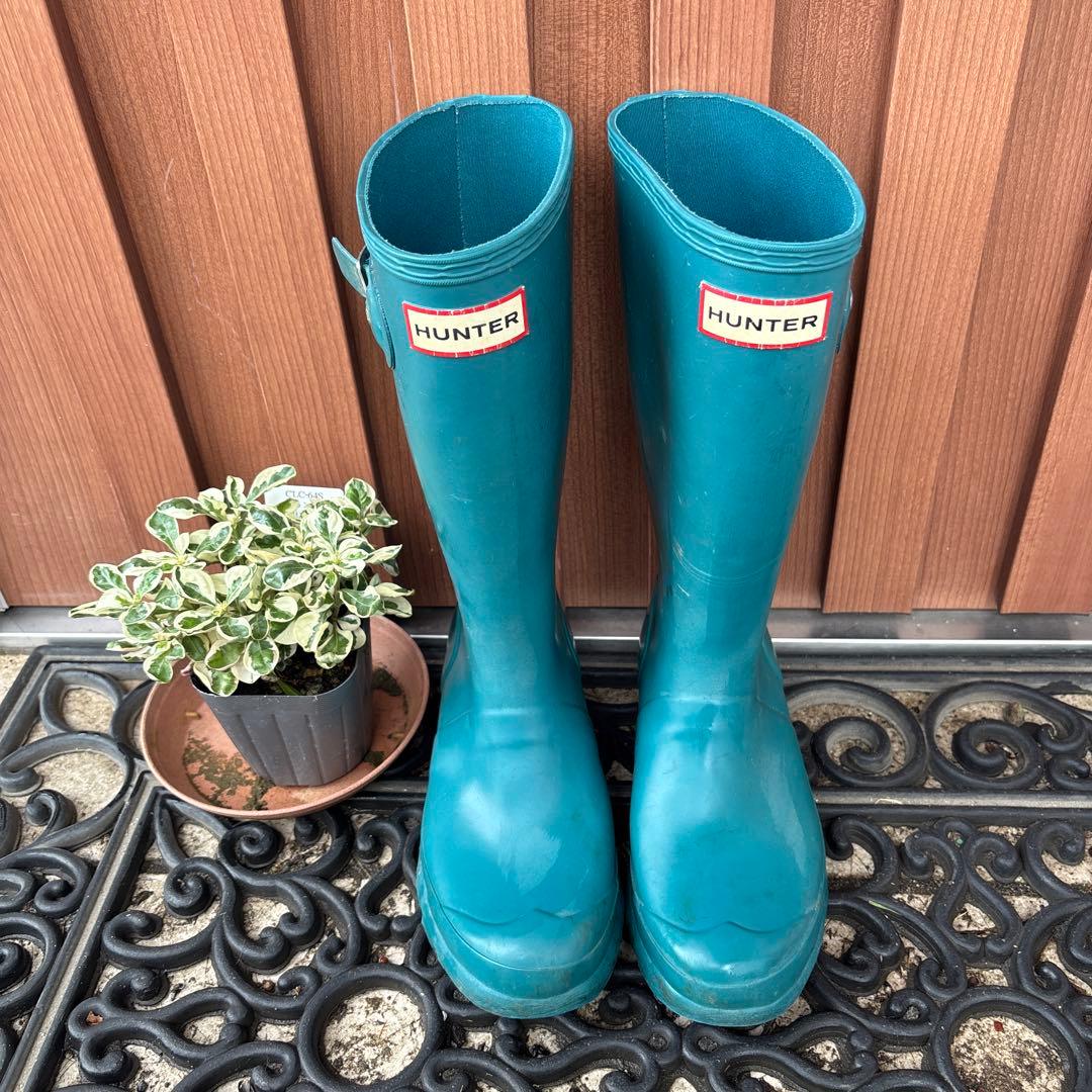 HUNTER 長靴 青 バックル付き - メルカリ