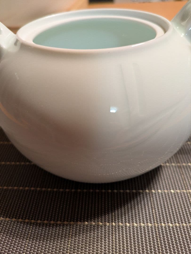 希少・未使用】人間国宝作品 井上萬二 白磁 蓋付湯呑5客＋急須 しおり