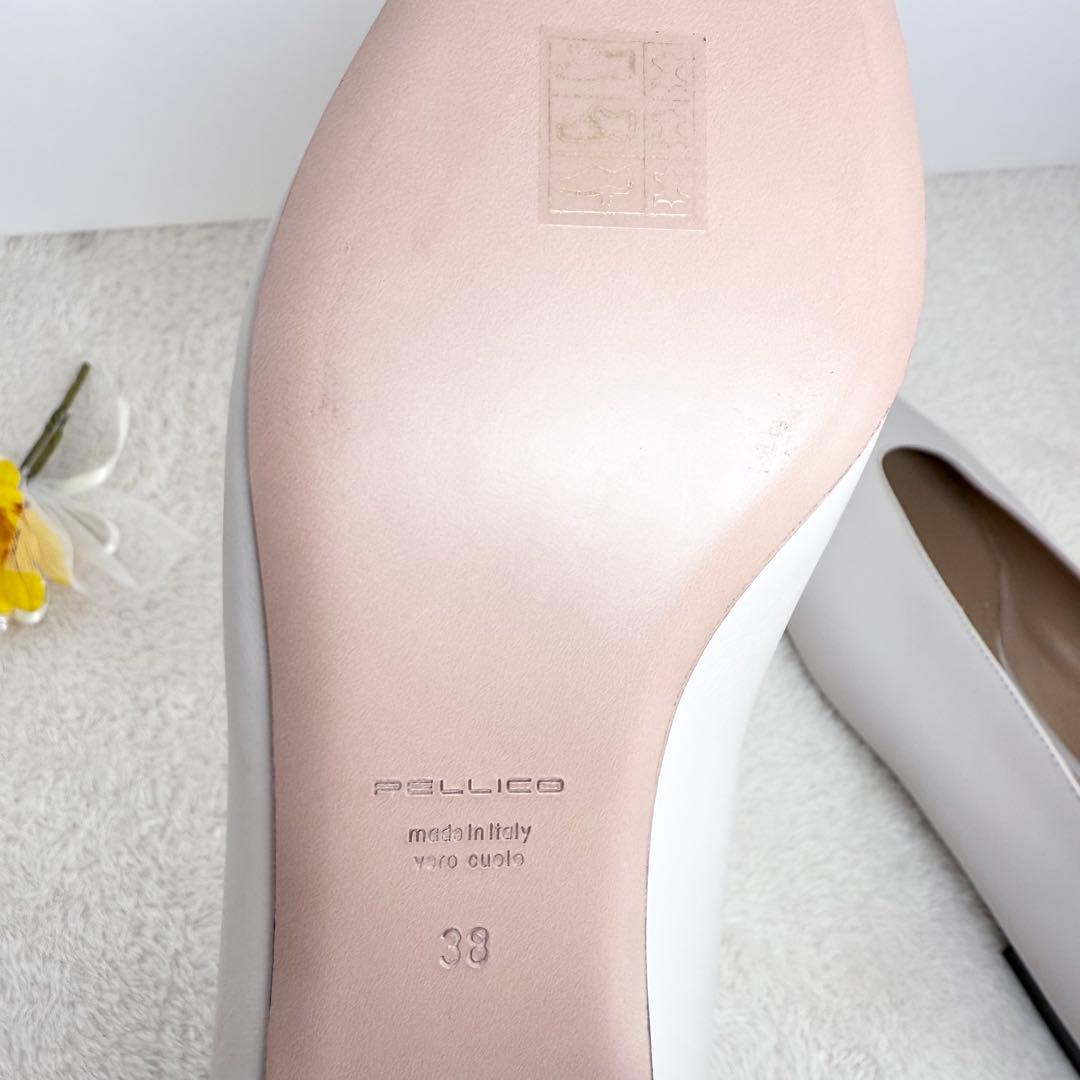 未使用級✨ペリーコ DAMA レザーフラットパンプス グレージュ 38