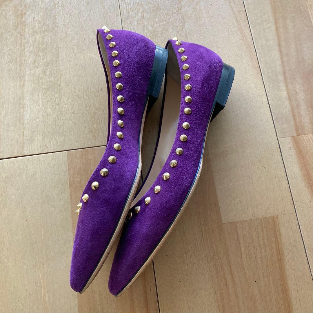 お値下げ美品ペリーコスタッズ フラットシューズ 22.5cm スエード パープル