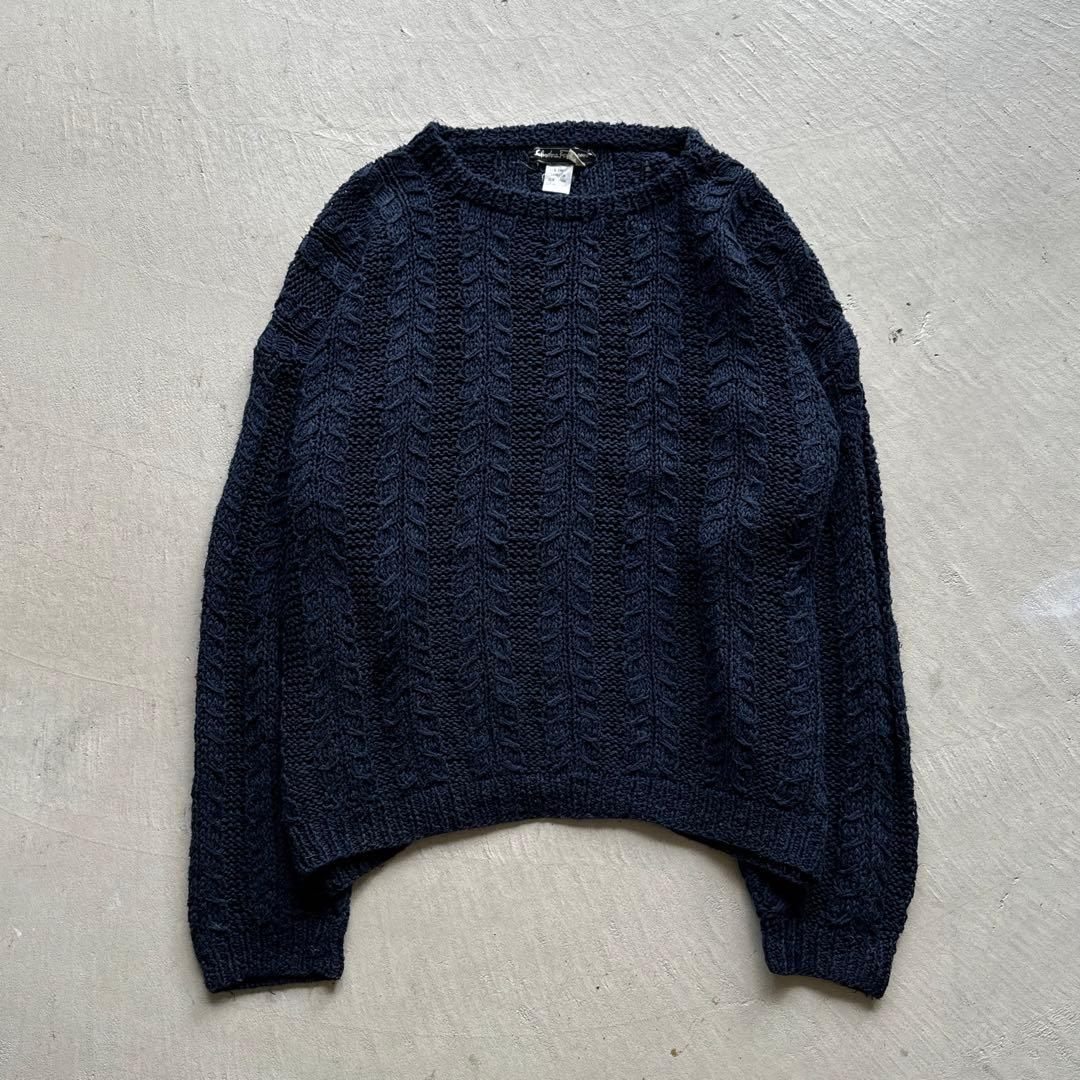 90s salvatore ferragamo ローゲージ ニット ケーブル編み ざっくり編みのケーブル編みのニットプルオーバー】ローゲージニット