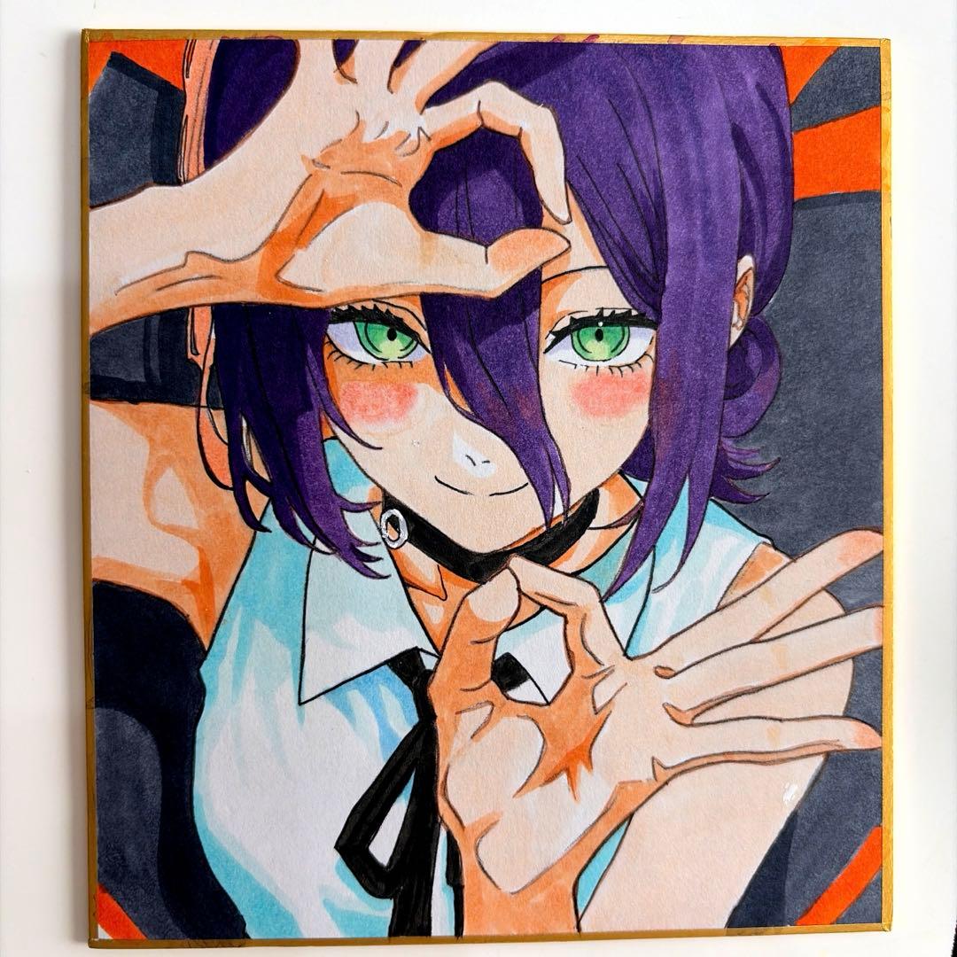 手描きイラスト レゼ 色紙 - メルカリ