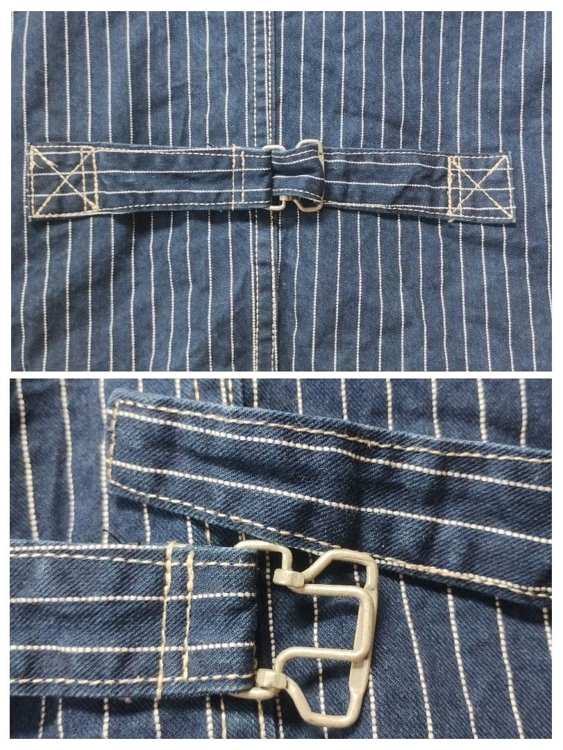 希少☆美品☆Schott デニムベスト ヒッコリー ストライプ XL 青 ブルー