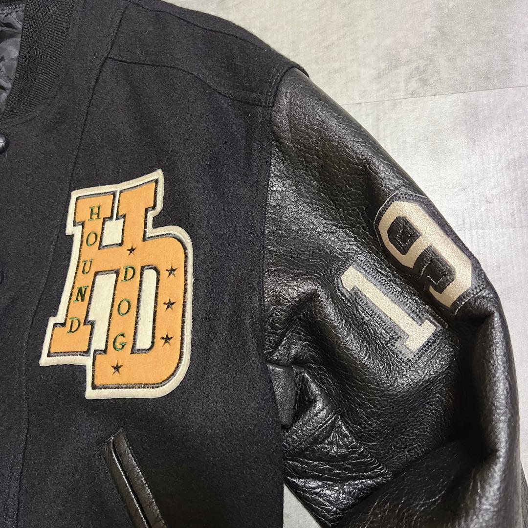 激レア！限定HOUND DOGハウンドドッグ レザースタジャン ワッペン 刺繍