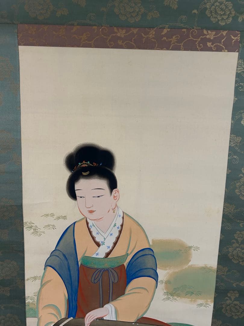 橋本永郁 聴琴 美人図 双幅 共箱 漆塗軸先 掛け軸 骨董品 - メルカリ