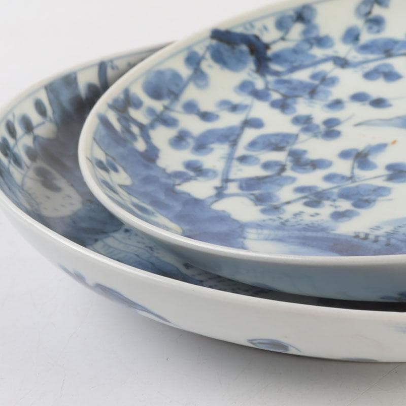 中国 青花 花草鳥文盤 皿 一對 在銘 C 9290 - メルカリ