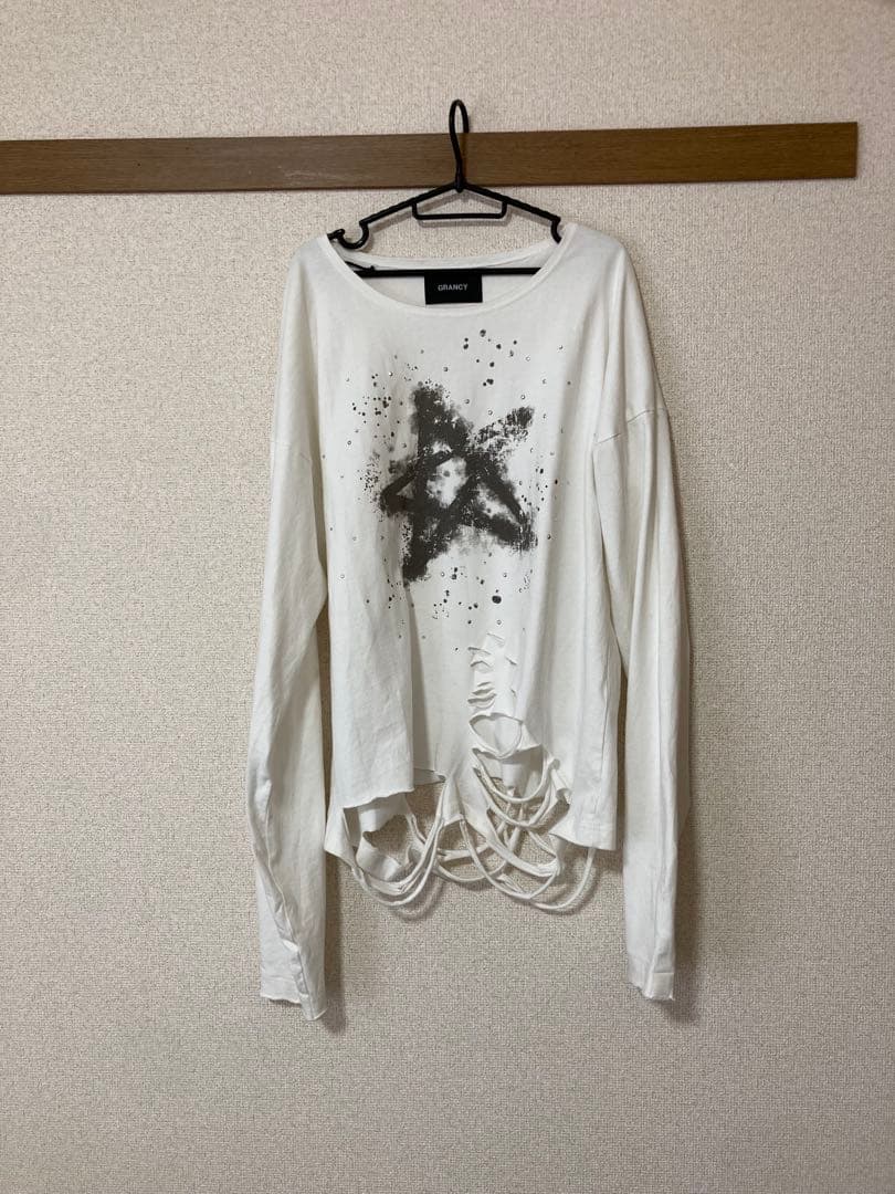 GRANCY ラインストーンデザインロンT ホワイト