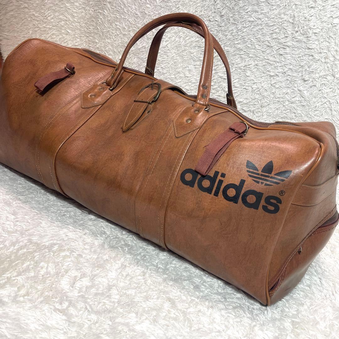 アディダス ビンテージ 大型 ボストンバッグ レザー トレフォイル