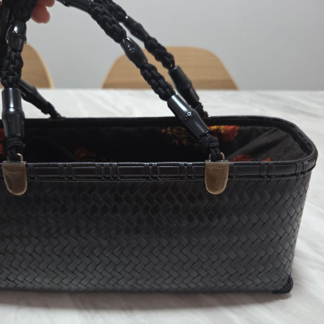 公長斎小菅 黒柄波網代ロングバッグ - メルカリ