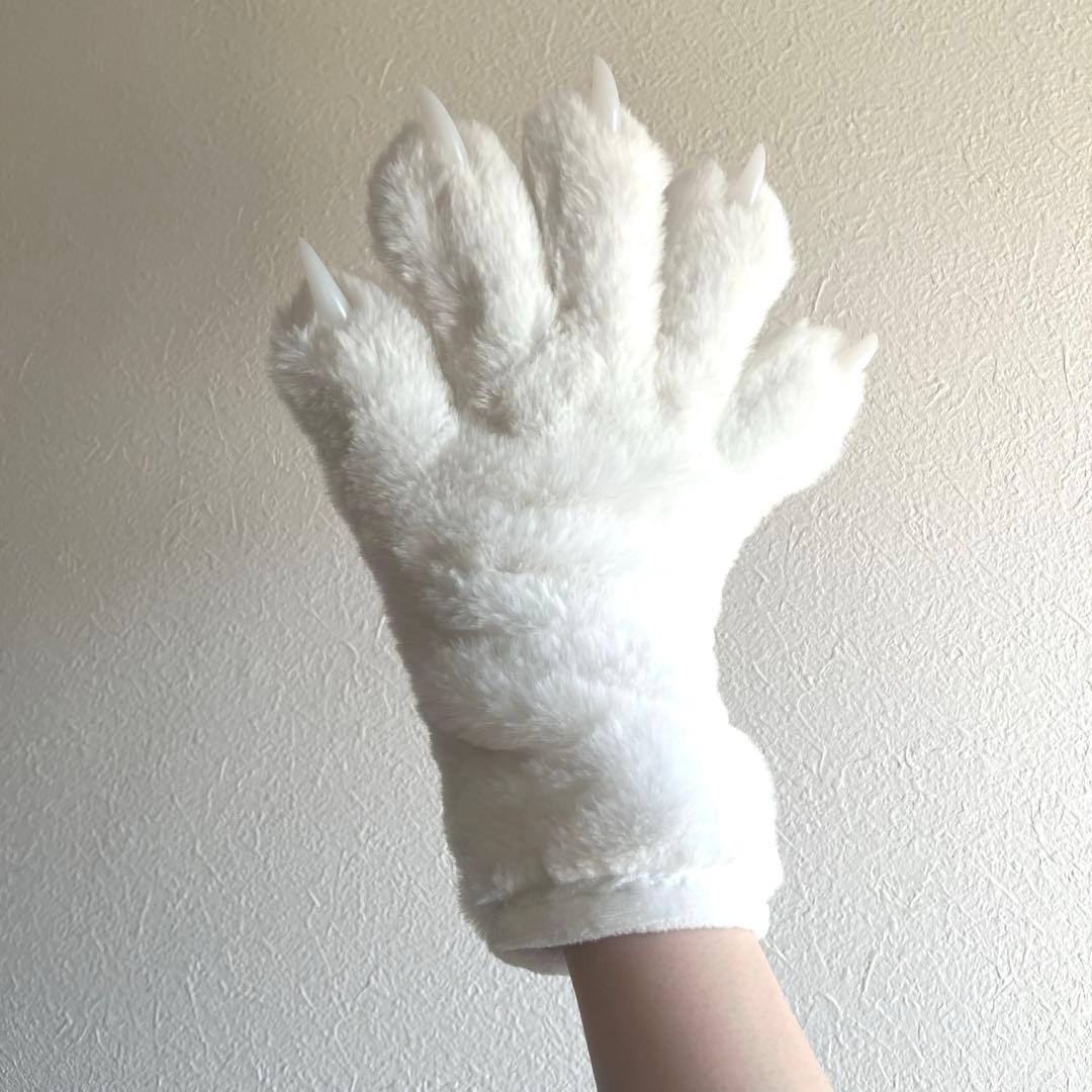 猫爪手袋 白猫 爪あり ハンドメイド ケモノ furry - メルカリ