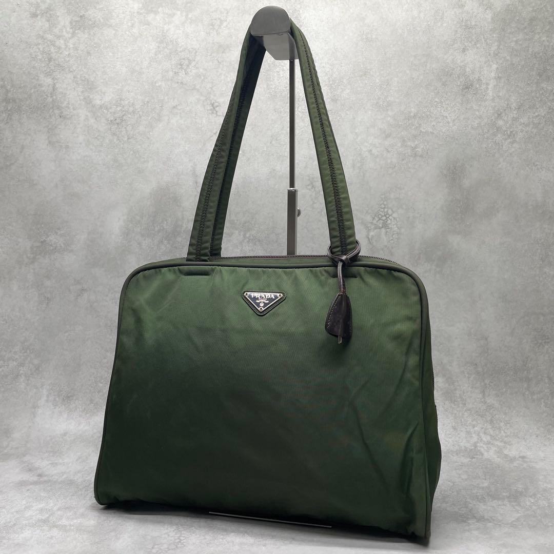 良品✨プラダ トートバッグ ミニボストン ナイロン 肩掛け 三角ロゴ
