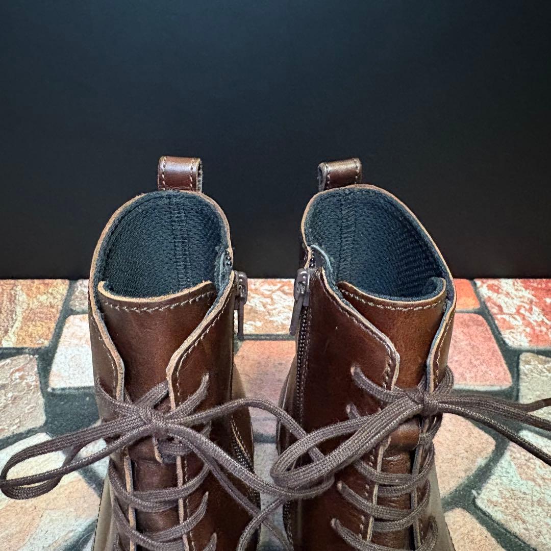 エコー ショートブーツ クラシック 15 本革 サイドジップ　24.0cm 茶