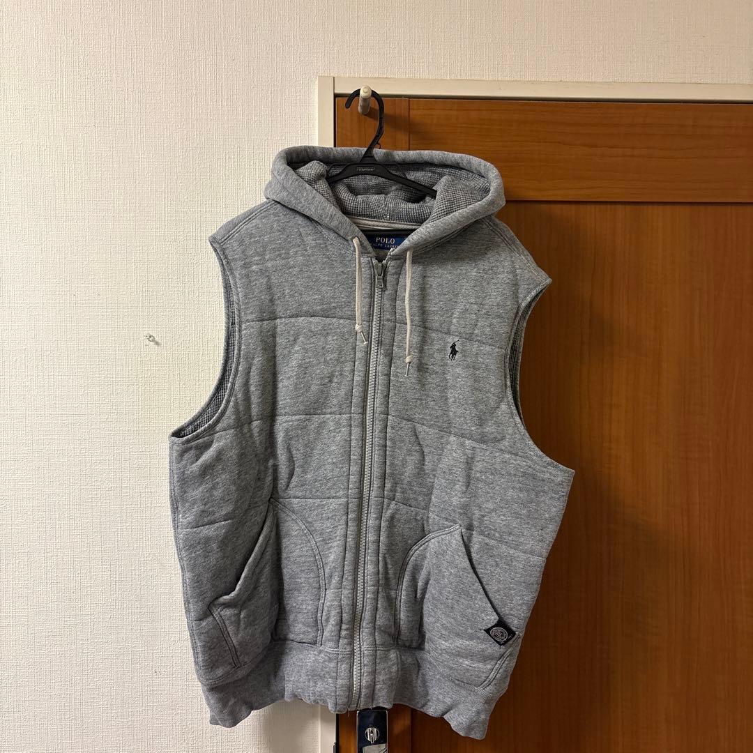 POLO RALPH LAUREN 刺繍ロゴ ジップパーカー ベスト XLグレー - メルカリ