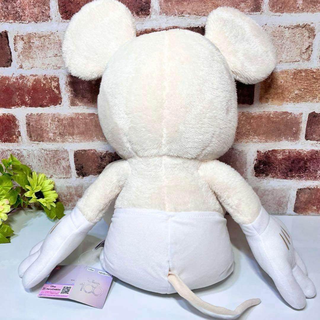ディズニー】ミッキーマウス100thプラチナホワイト超BIGぬいぐるみ