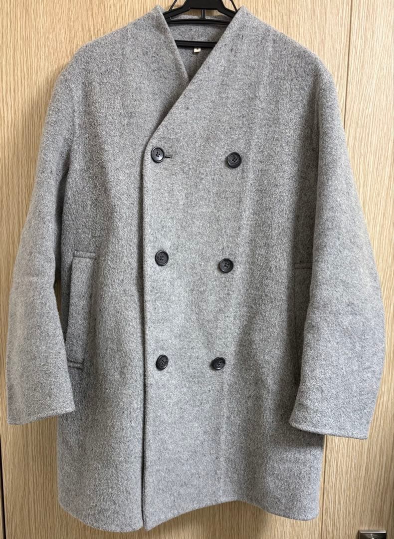 MUJI Labo カシミヤ混ノーカラーコート S グレー - メルカリ