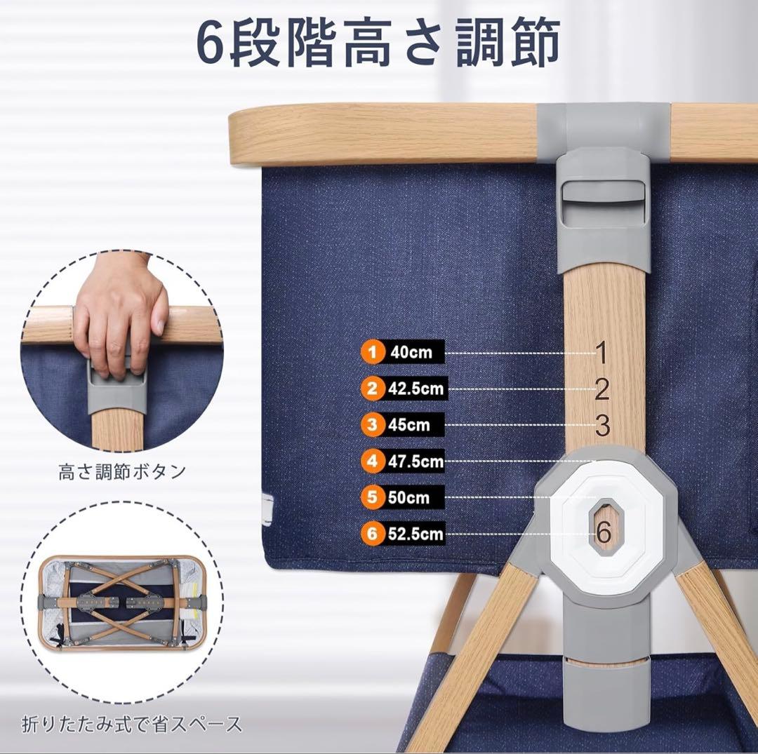 Mozalida折りたたみベビーベッド グレー メッシュカバー付き - メルカリ