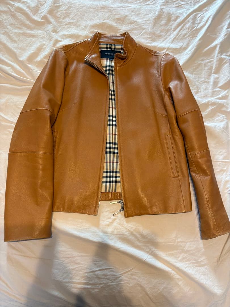 BURBERRY バーバリー キャメル色レザー ジャケット - メルカリ