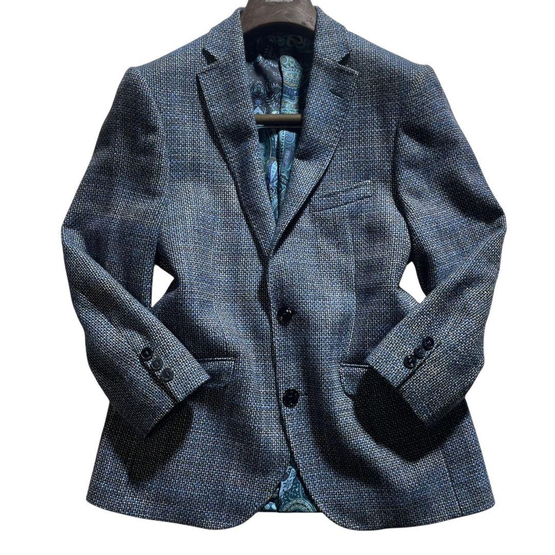 ETRO エトロ テーラードジャケット シルク 裏地ペイズリー ツイード