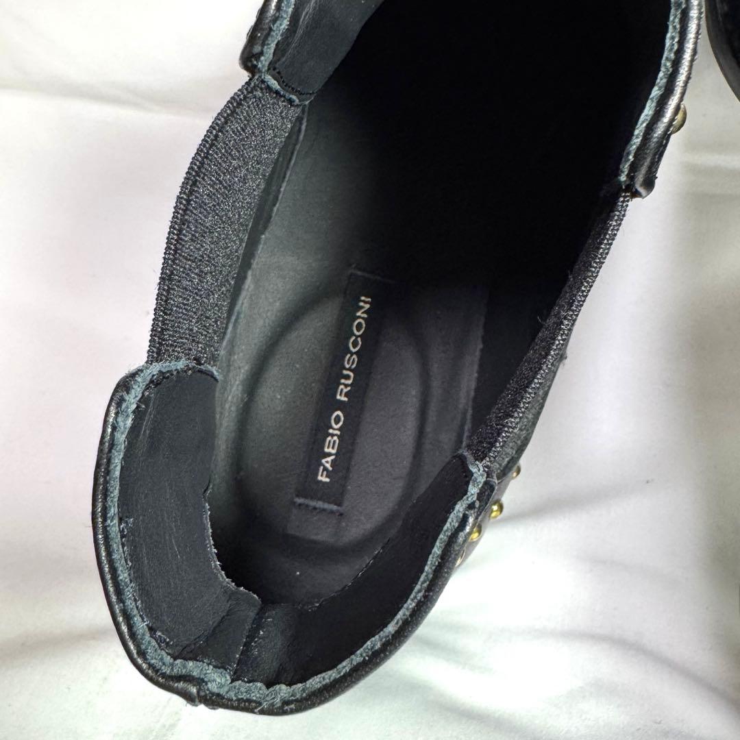 極美品】ファビオルスコーニ 黒 レザー サイドゴア スタッズ付き 24.5