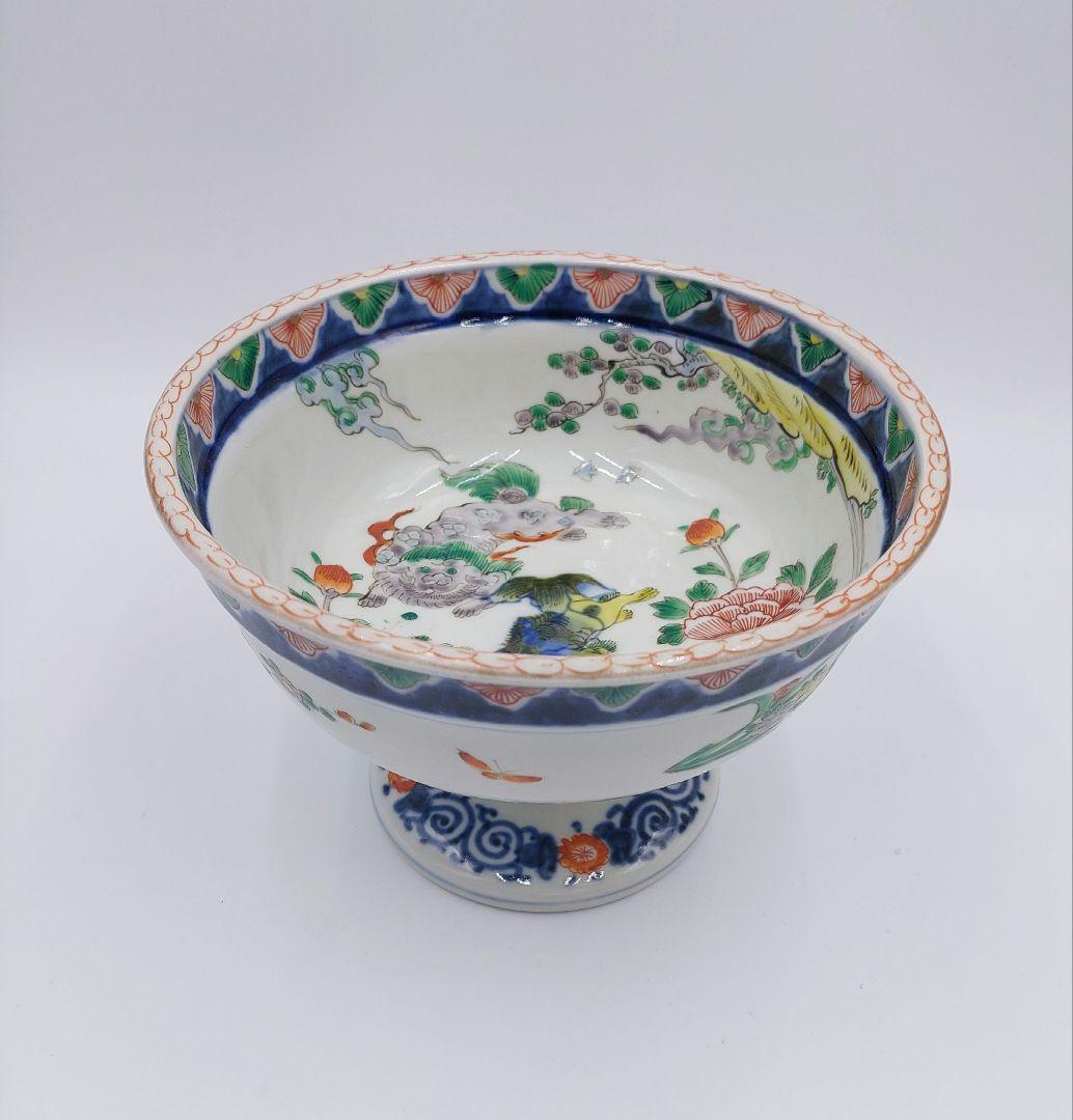 骨董 アンティーク 明治時代 伊万里色絵唐獅子花鳥牡丹 大盃洗 - メルカリ