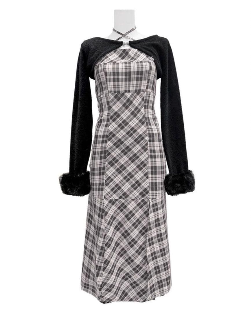 ボレロチェックロングワンピース XS - メルカリ