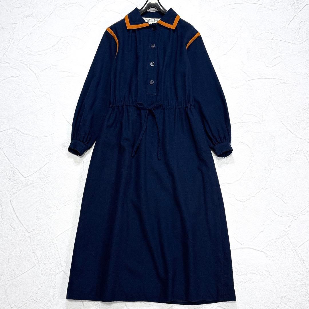 Christian Dior ヴィンテージ ロングワンピース パイピング ウール