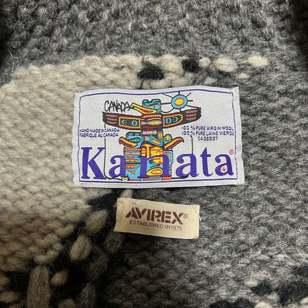 レア KANATA × アヴィレックス コラボ カナダ製 カウチン ニット M程