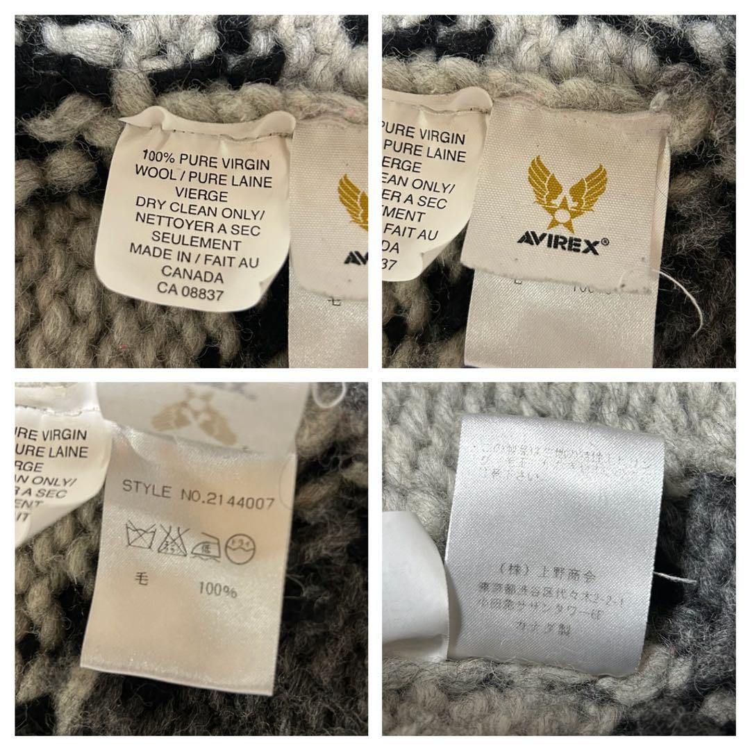 レア KANATA × アヴィレックス コラボ カナダ製 カウチン ニット M程