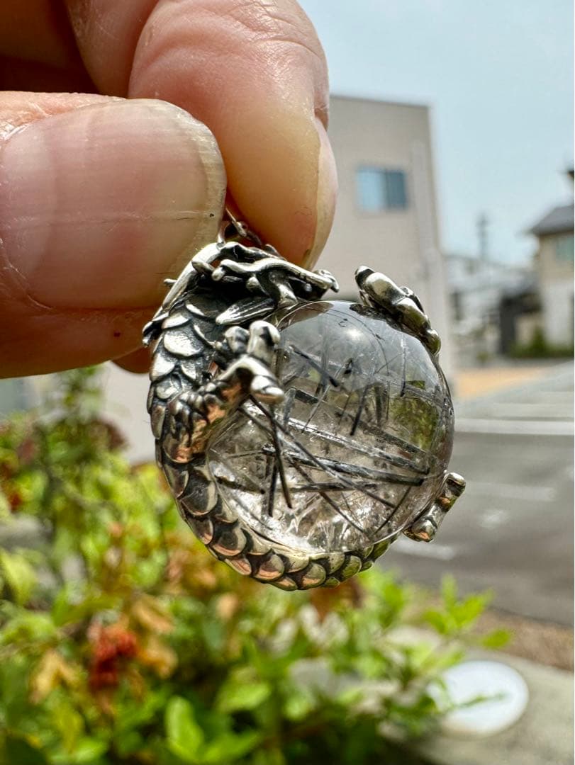 怪蟲伝闘さん専用】ブラックルチル ペンダントトップ 虹あり S925