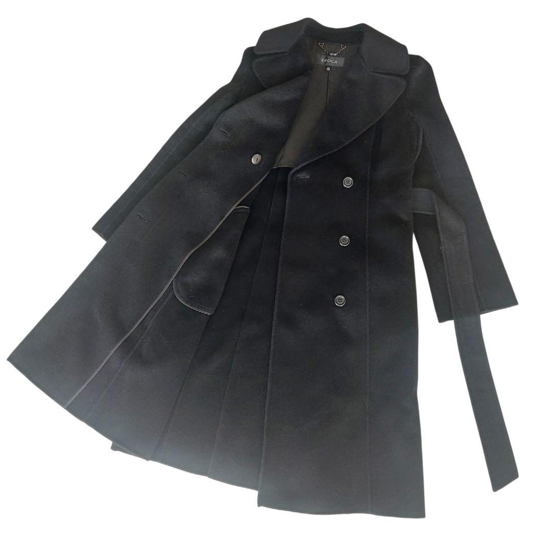 美品✨EPOCA アンゴラカシミヤウールコート 40 ベルト Aライン 黒