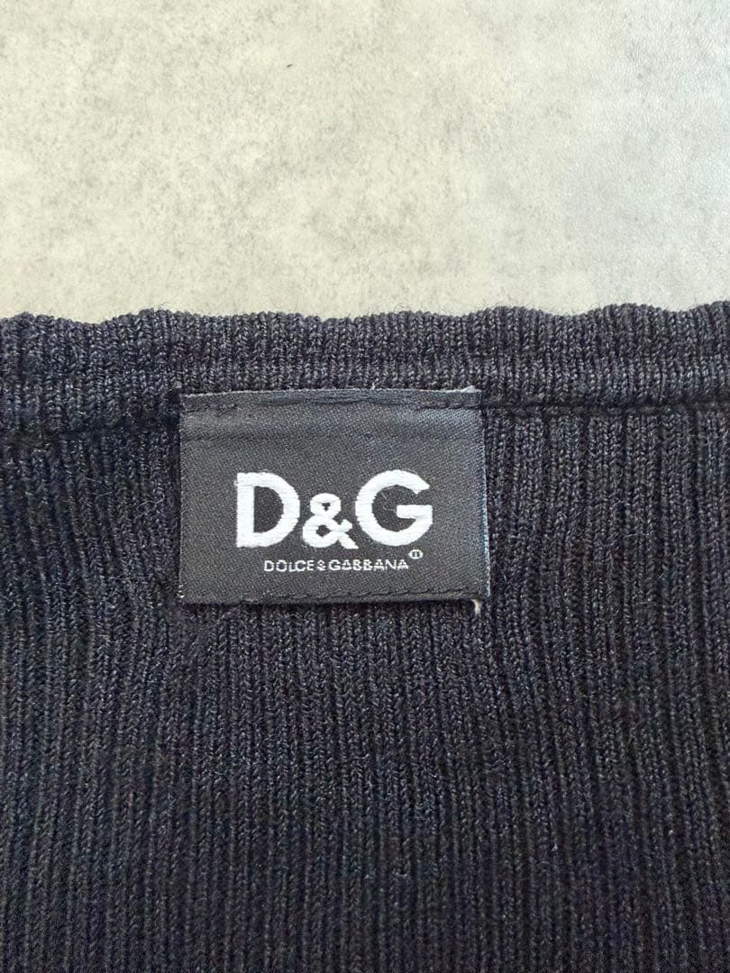 ドルチェアンドガッバーナ リブ編み パールボタン 長袖 ニット
