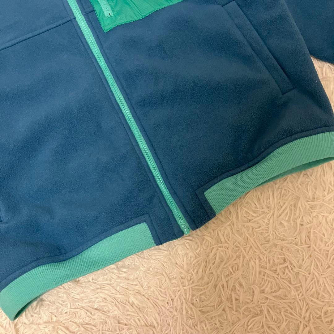 patagonia ロゴ入りリバーシブルブルゾン ジャンパー フリース 緑 青