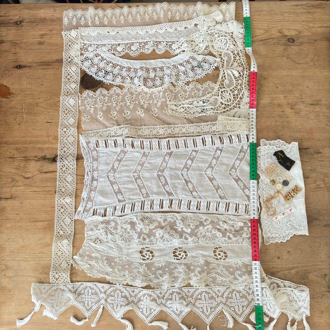 フランスアンティークレース.ハンカチ色々セット - アンティーク雑貨