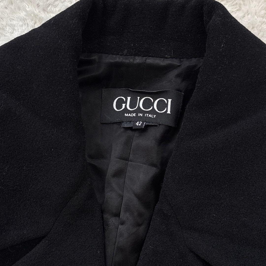GUCCI グッチ アンゴラウールピーコート ヴィンテージ ブラック 金釦
