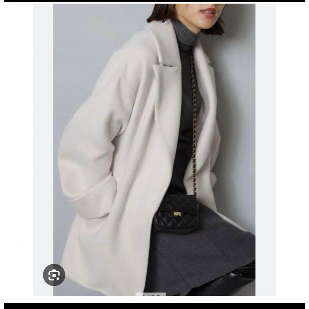 試着のみ Arpege story ミドル丈テーラーリバーコート オフ白 2 - メルカリ