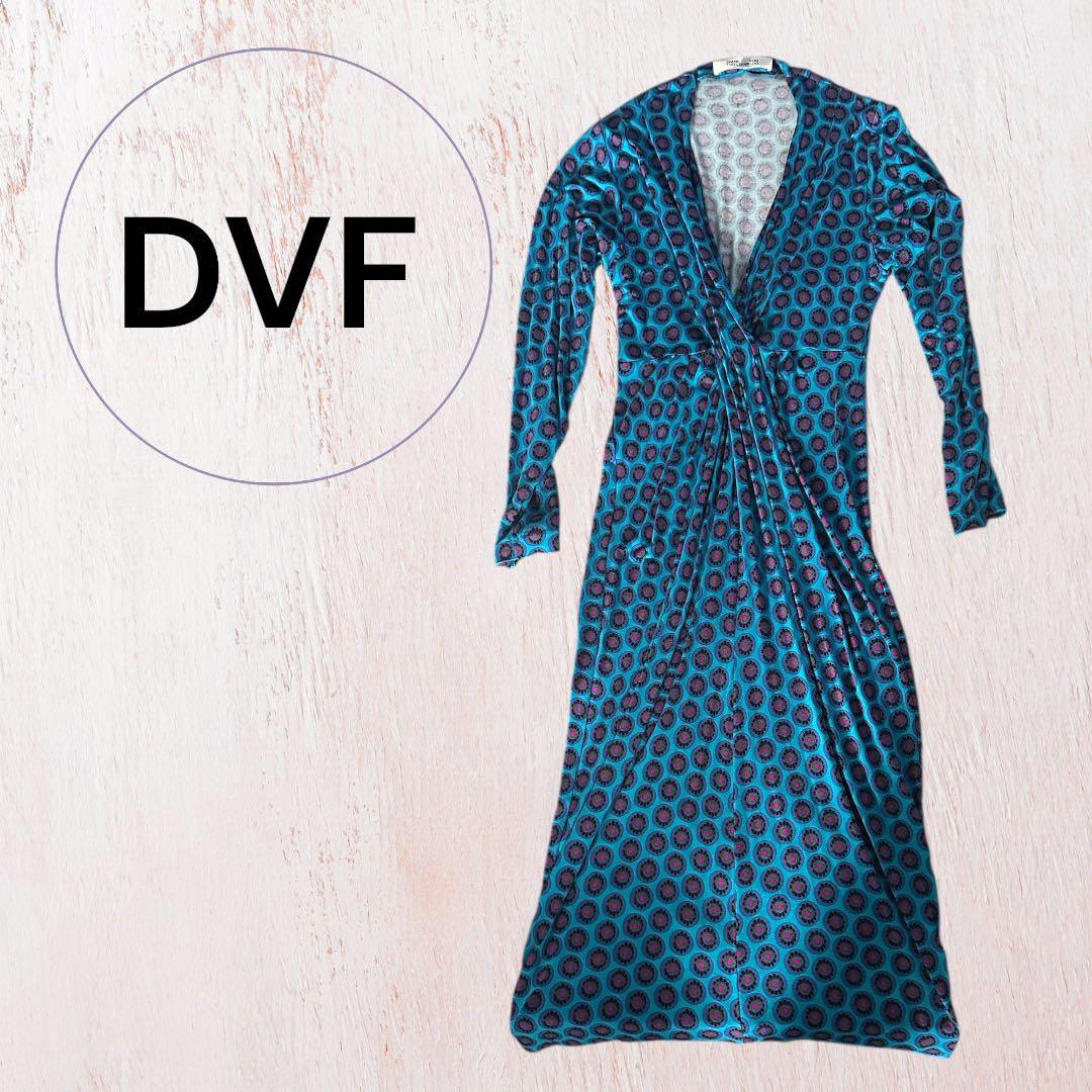 DIANE von FURSTENBERG 青・赤ドット柄 ラップドレス - メルカリ