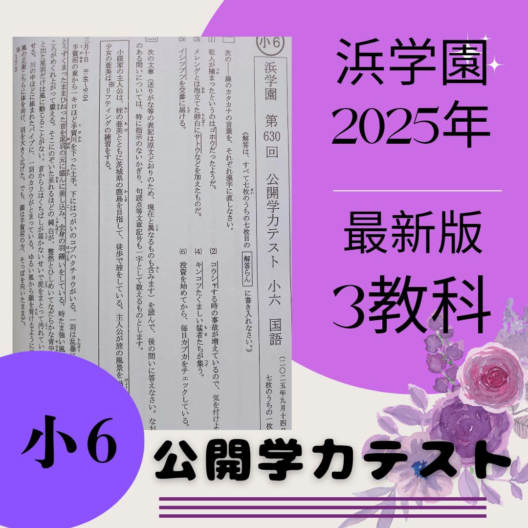 最新版 2025年 小6 浜学園 公開学力テスト 公開テスト 算数 国語