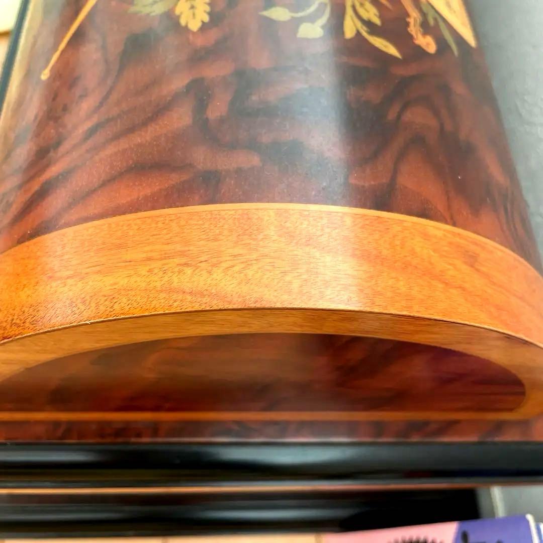 ディスク22枚付き リュージュオルゴール ドーム型クルミ象嵌箱ディスク